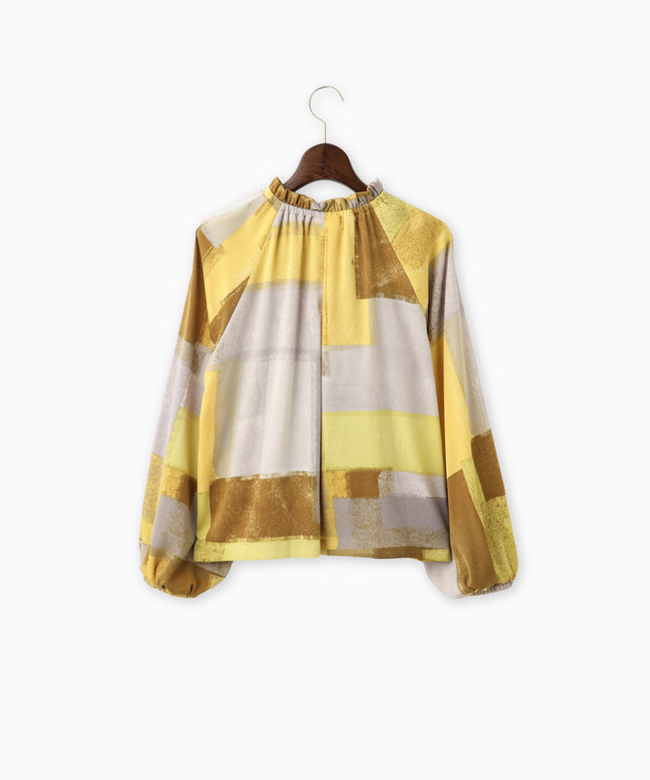 マイクロサテンレオパードアートブラウス