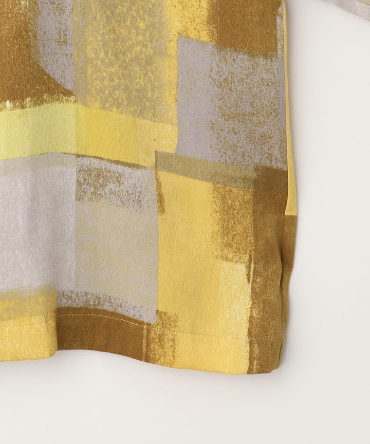 マイクロサテンレオパードアートブラウス