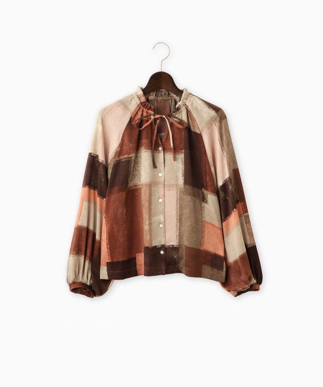 マイクロサテンレオパードアートブラウス