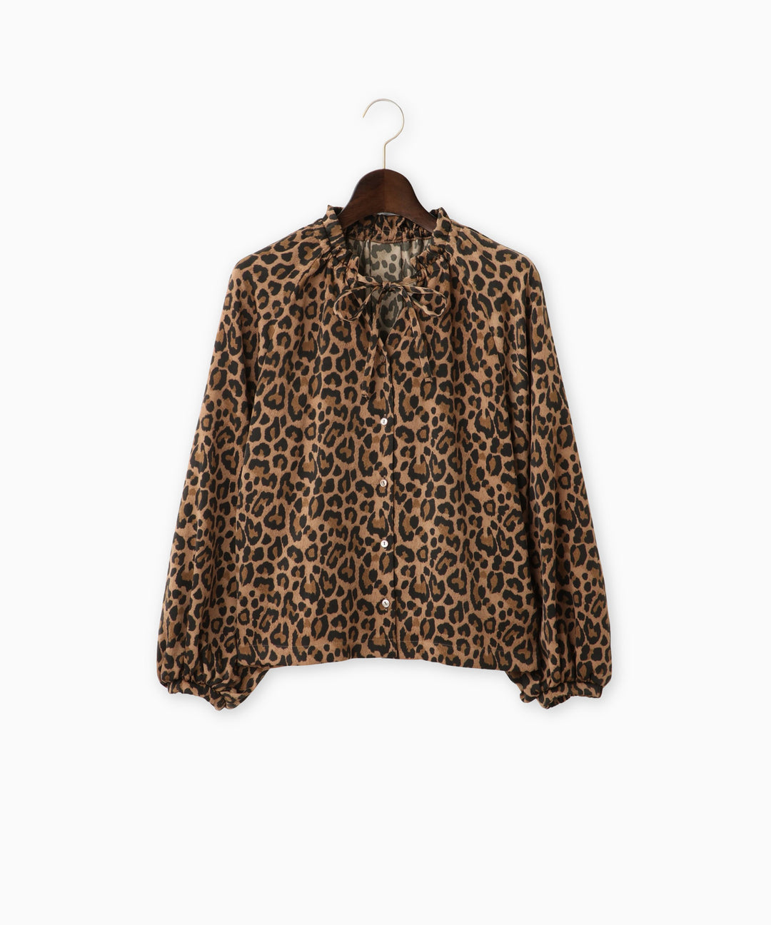 マイクロサテンレオパードアートブラウス