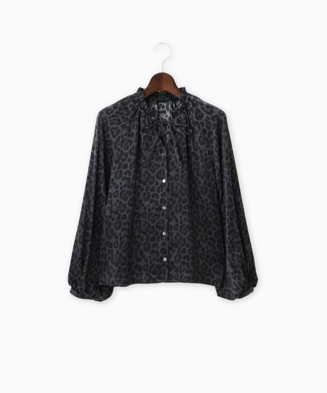 マイクロサテンレオパードアートブラウス