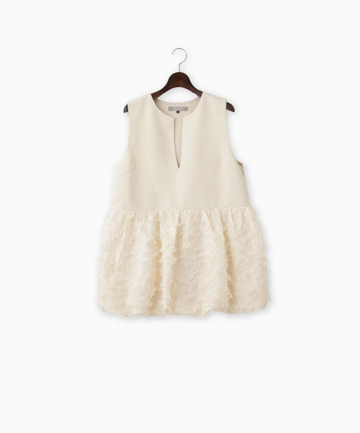 ツイード×ジャガードドッキングバルーントップス