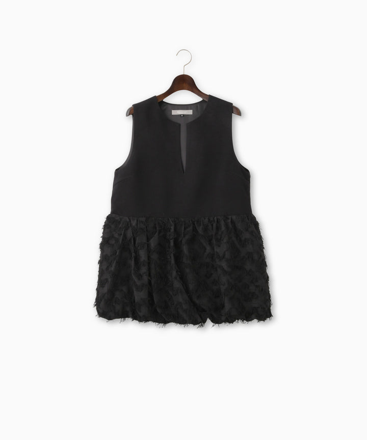 ツイード×ジャガードドッキングバルーントップス