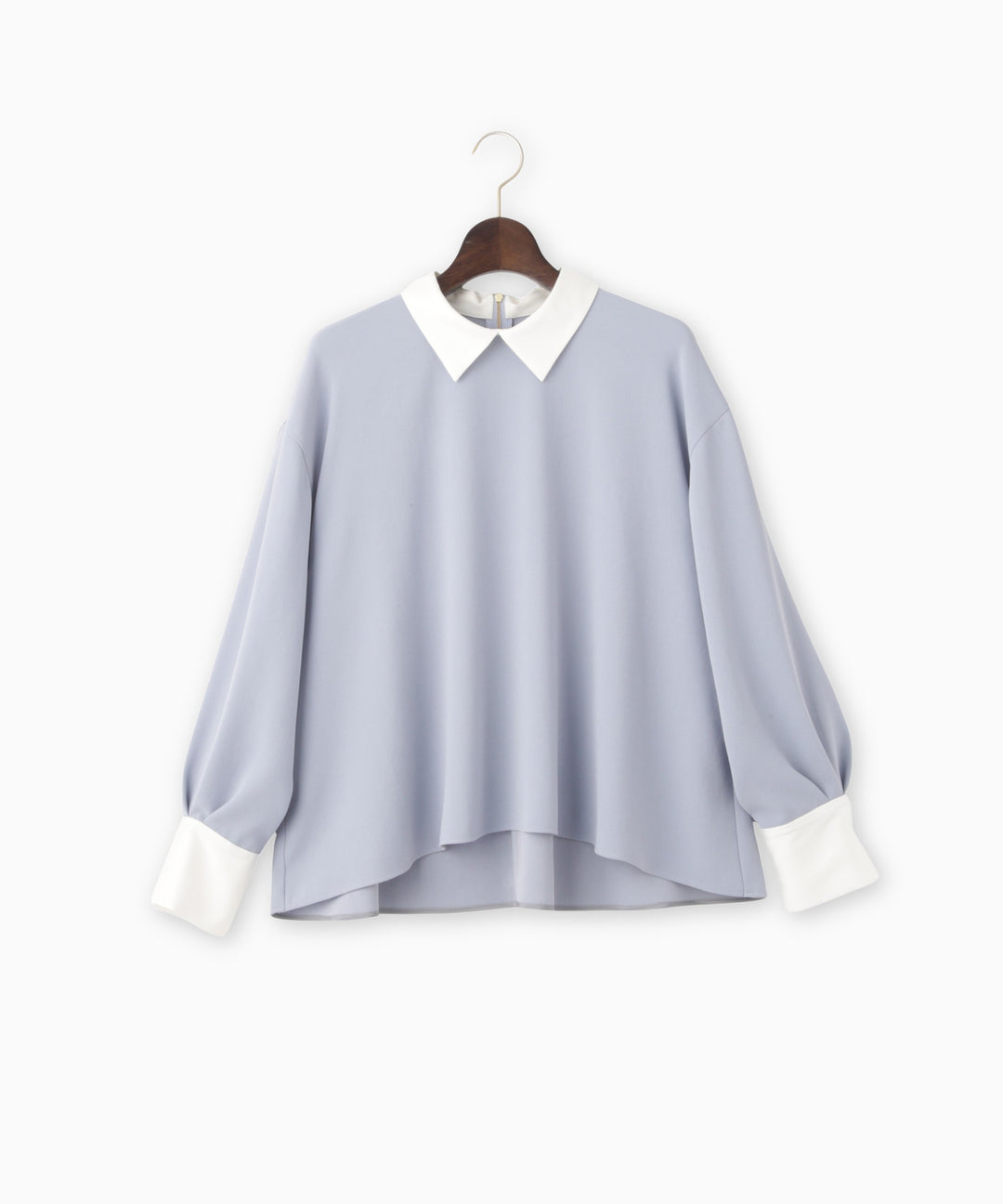 バックサテンジョーゼット衿付きブラウス