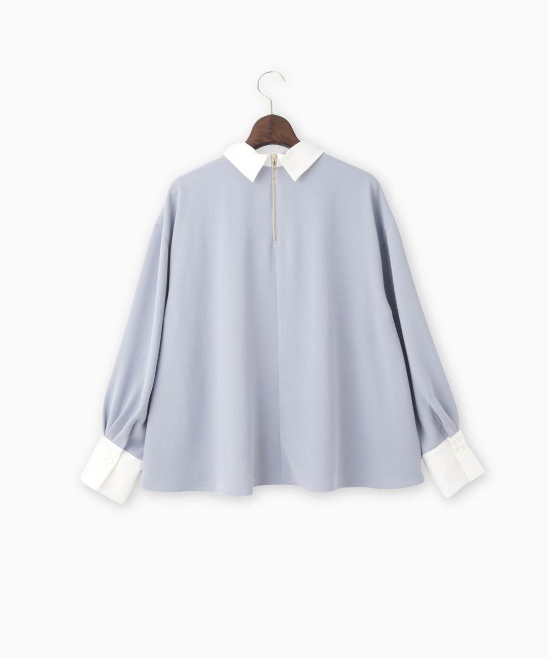 バックサテンジョーゼット衿付きブラウス