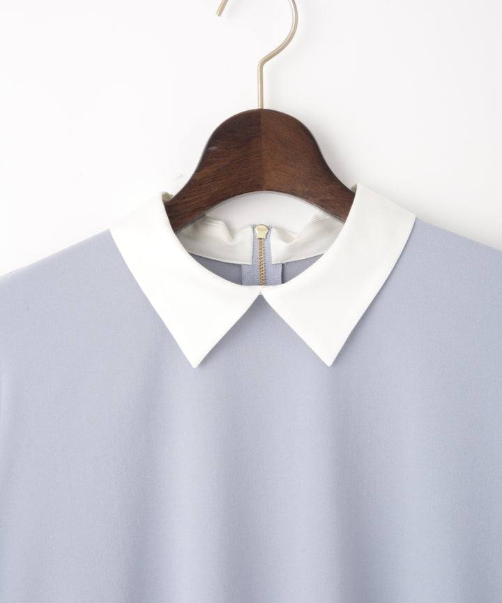 バックサテンジョーゼット衿付きブラウス