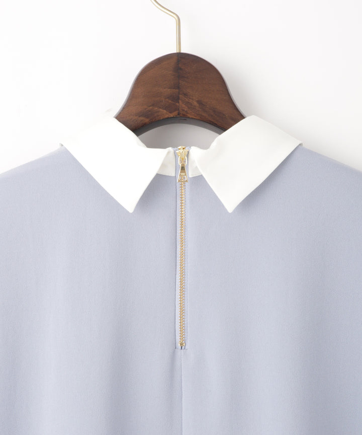 バックサテンジョーゼット衿付きブラウス