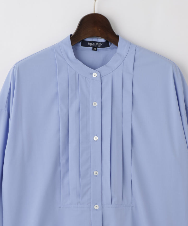 ボウタイ付きバンドカラーブラウス