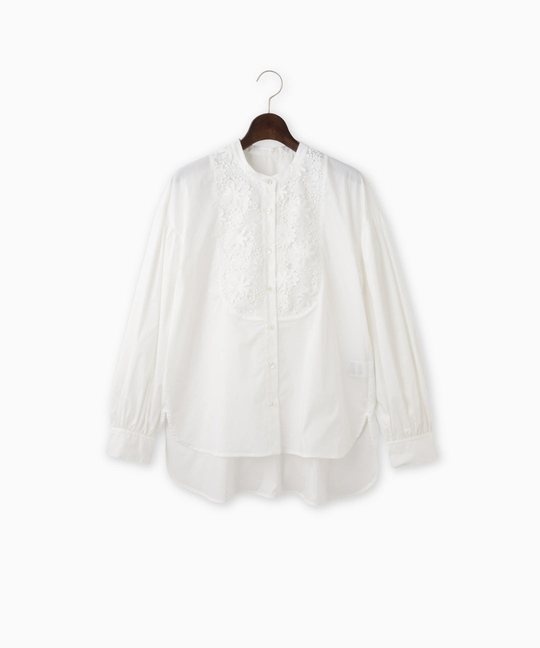 バンドカラーフラワーデザインブラウス