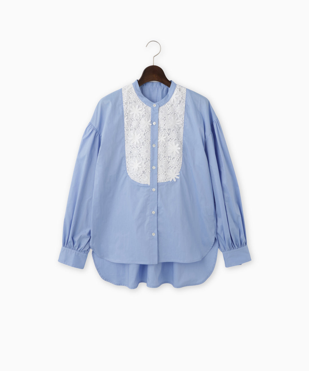 バンドカラーフラワーデザインブラウス