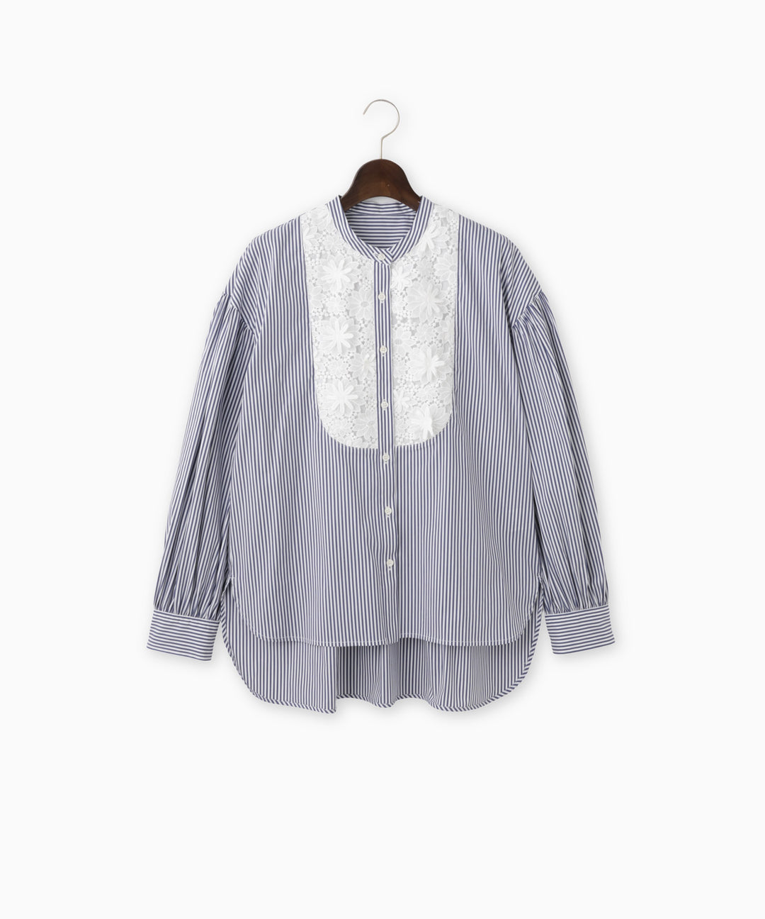 バンドカラーフラワーデザインブラウス