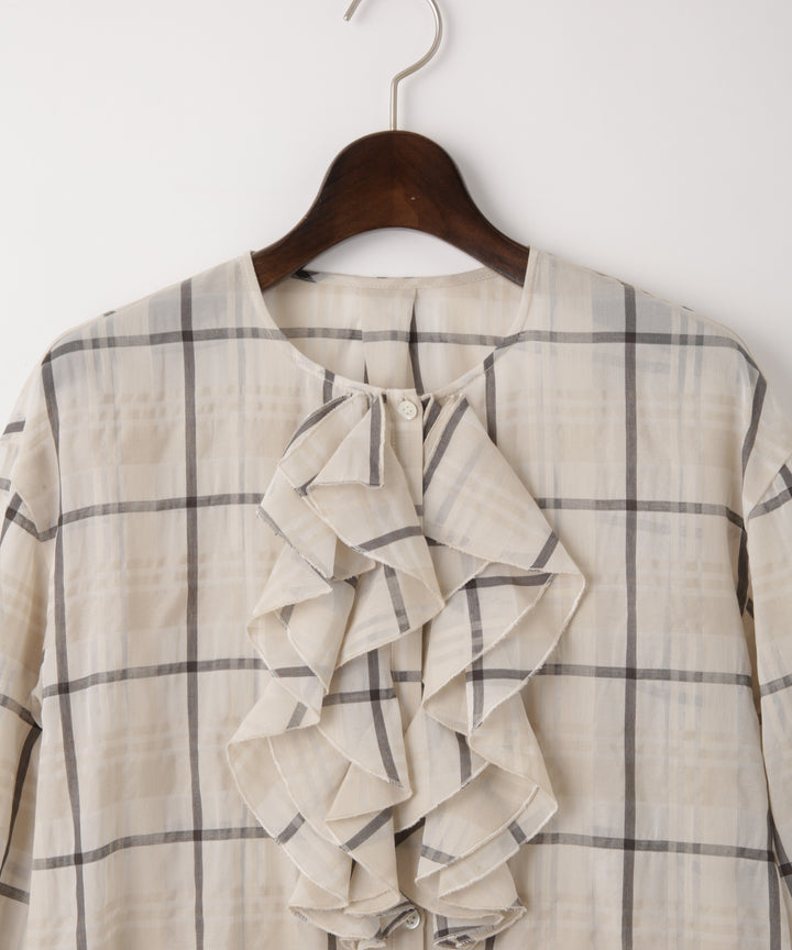 マドラスチェックフリルブラウス