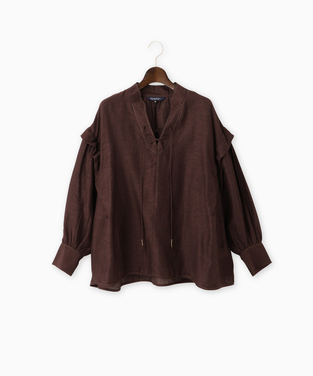 リネンレースアップブラウス