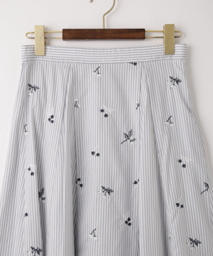 刺繍ストライプスカート