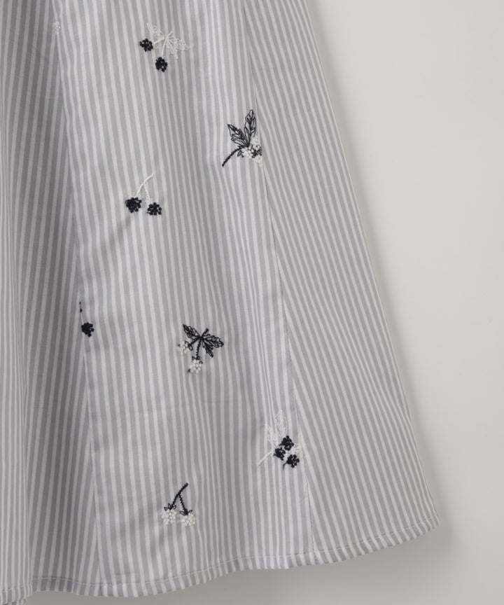 刺繍ストライプスカート