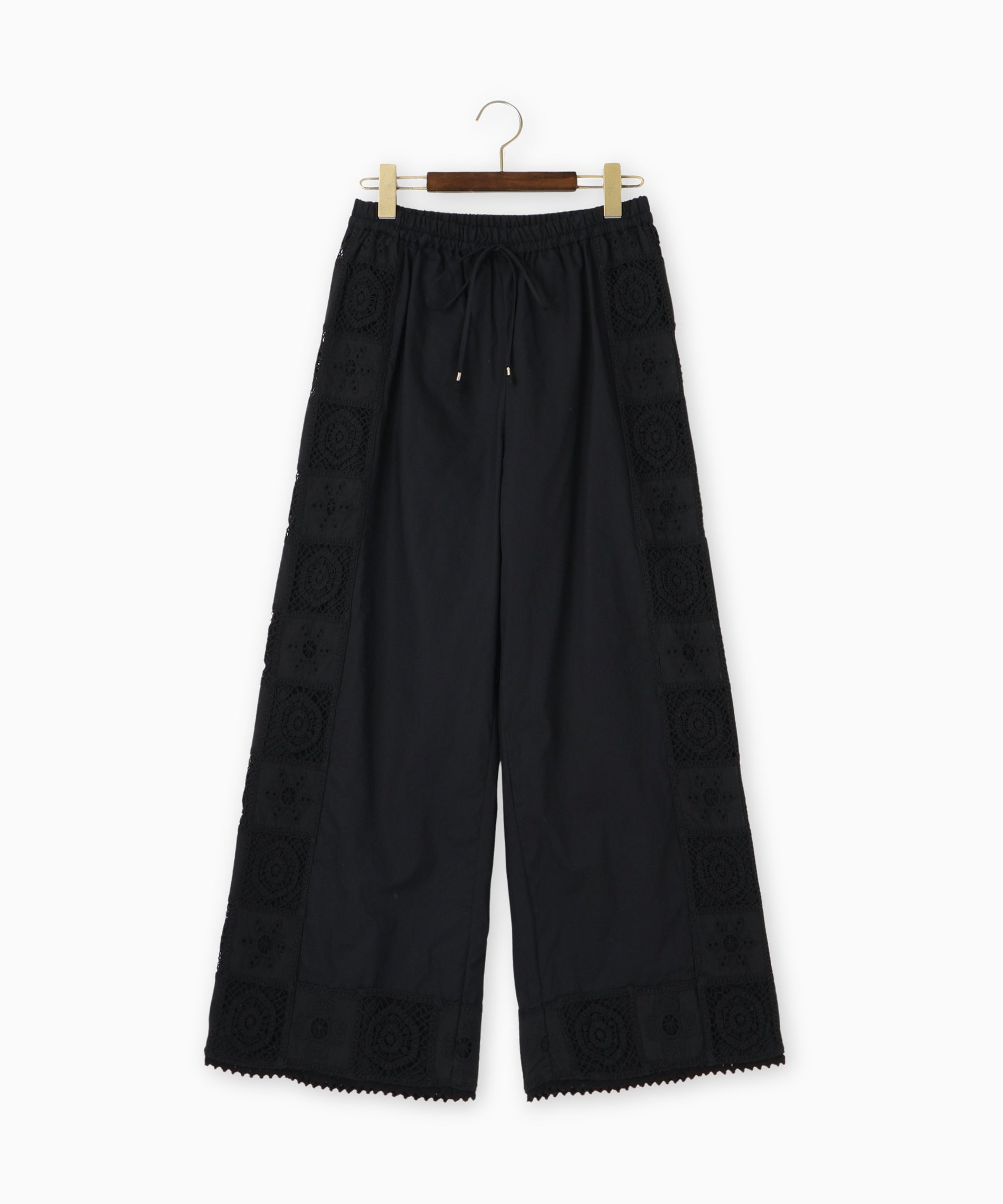 y’s パッチワークパンツ ワイドパンツ　ブラック　コットンリネン y's パッチワークパンツ ワイドパンツ ブラック コットンリネン