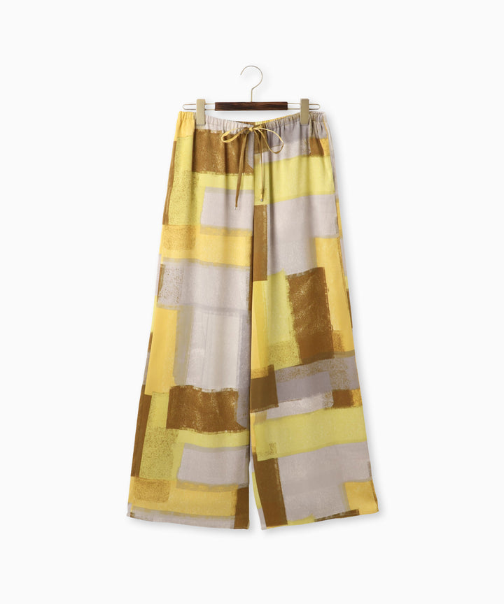 アートプリントマイクロサテンワイドパンツ
