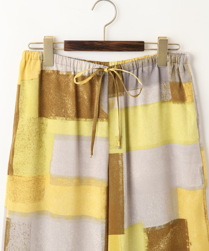 アートプリントマイクロサテンワイドパンツ