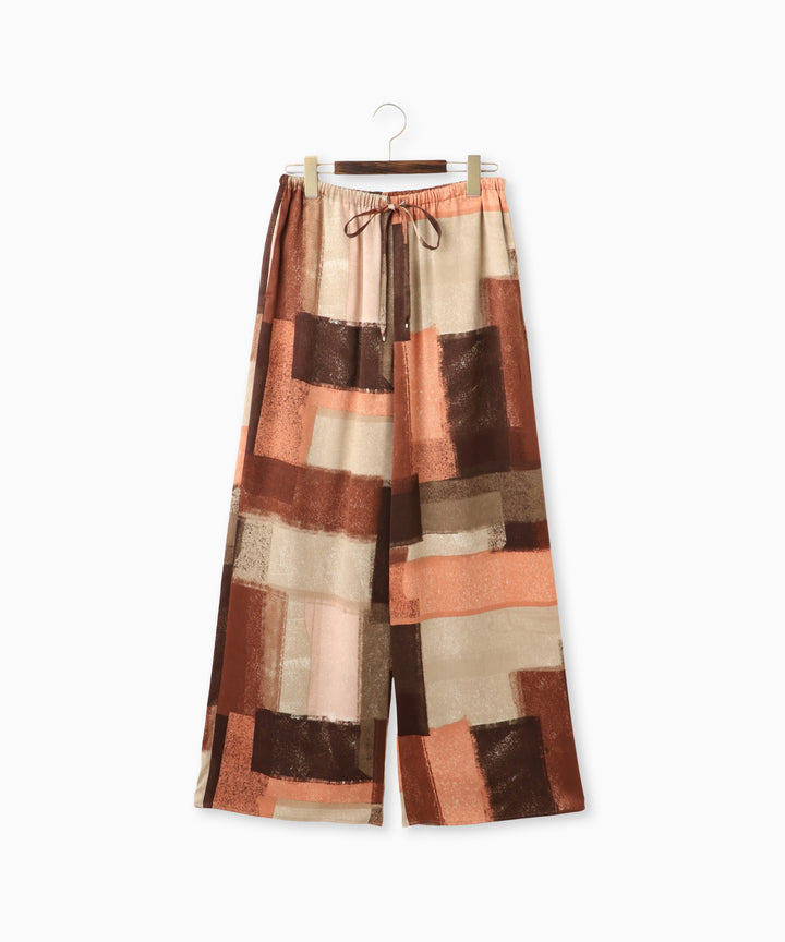 アートプリントマイクロサテンワイドパンツ