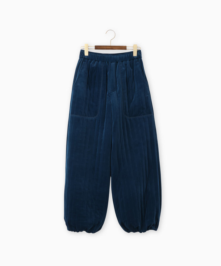 キルティングベロアワイドパンツ