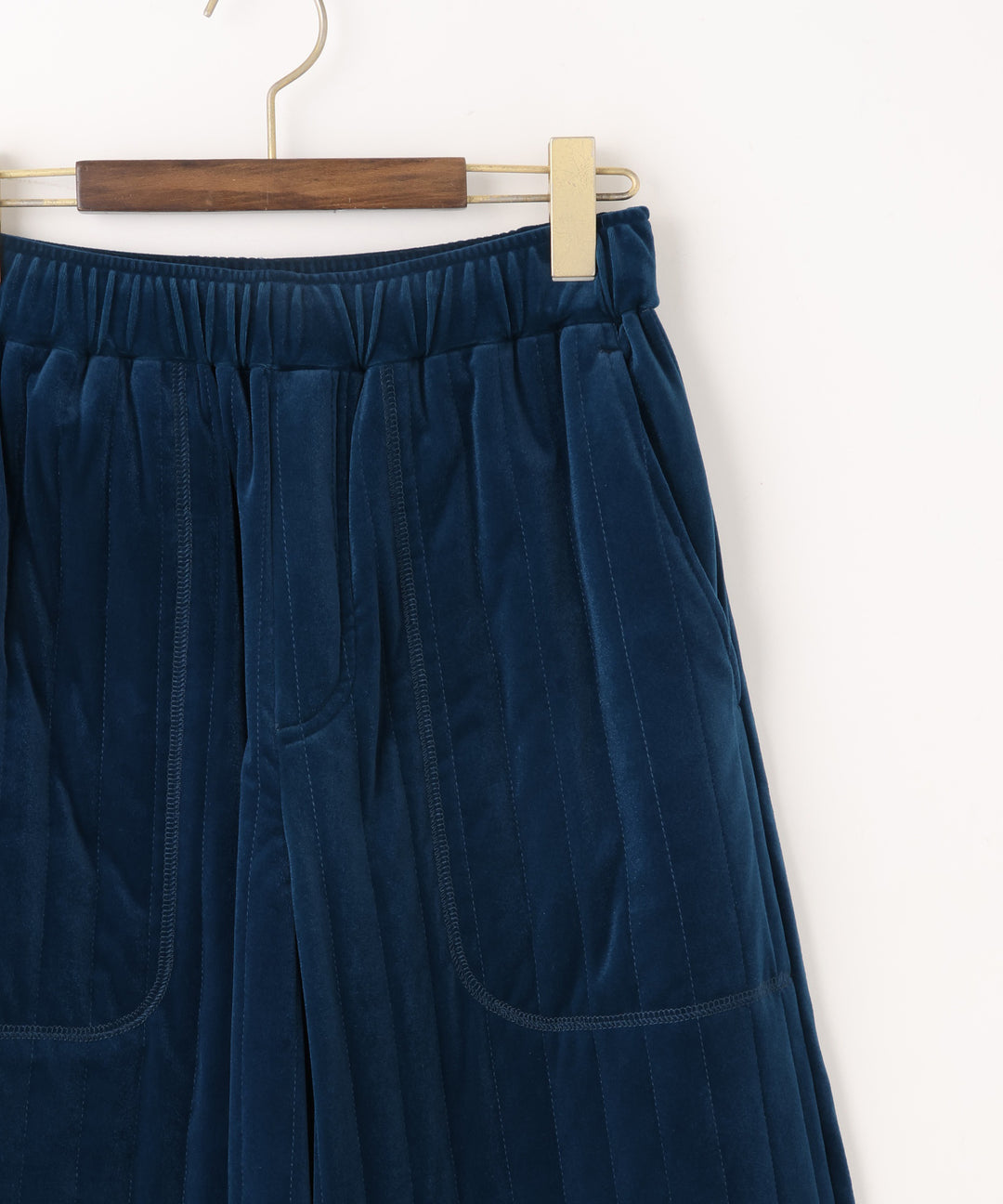 キルティングベロアワイドパンツ