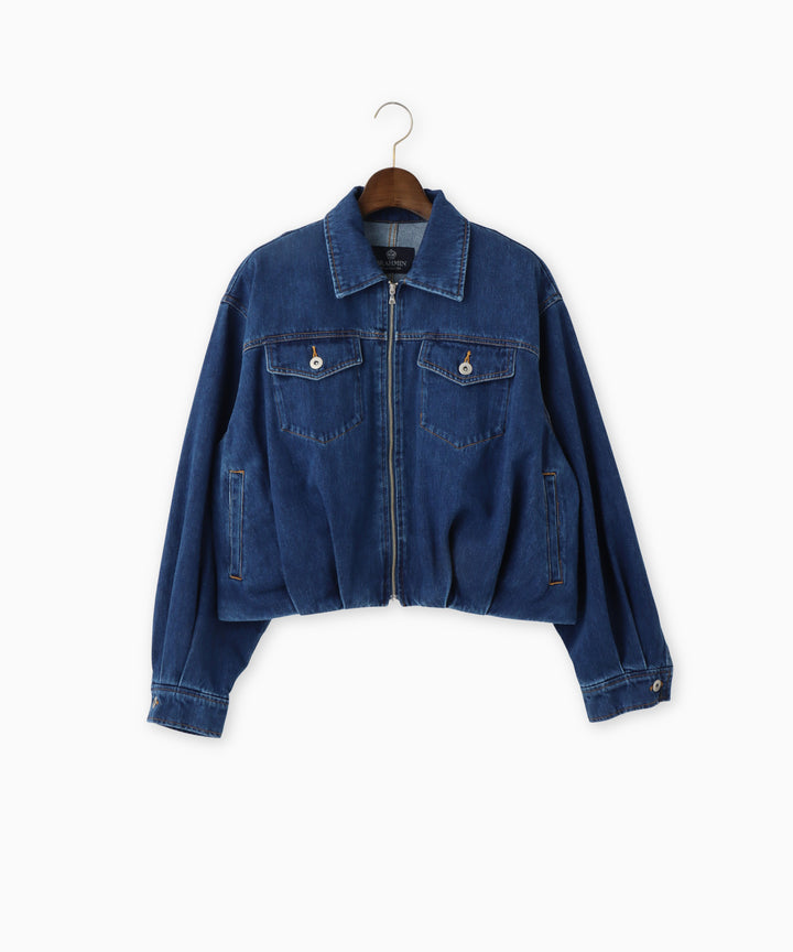 コットンデニムジップアップブルゾン