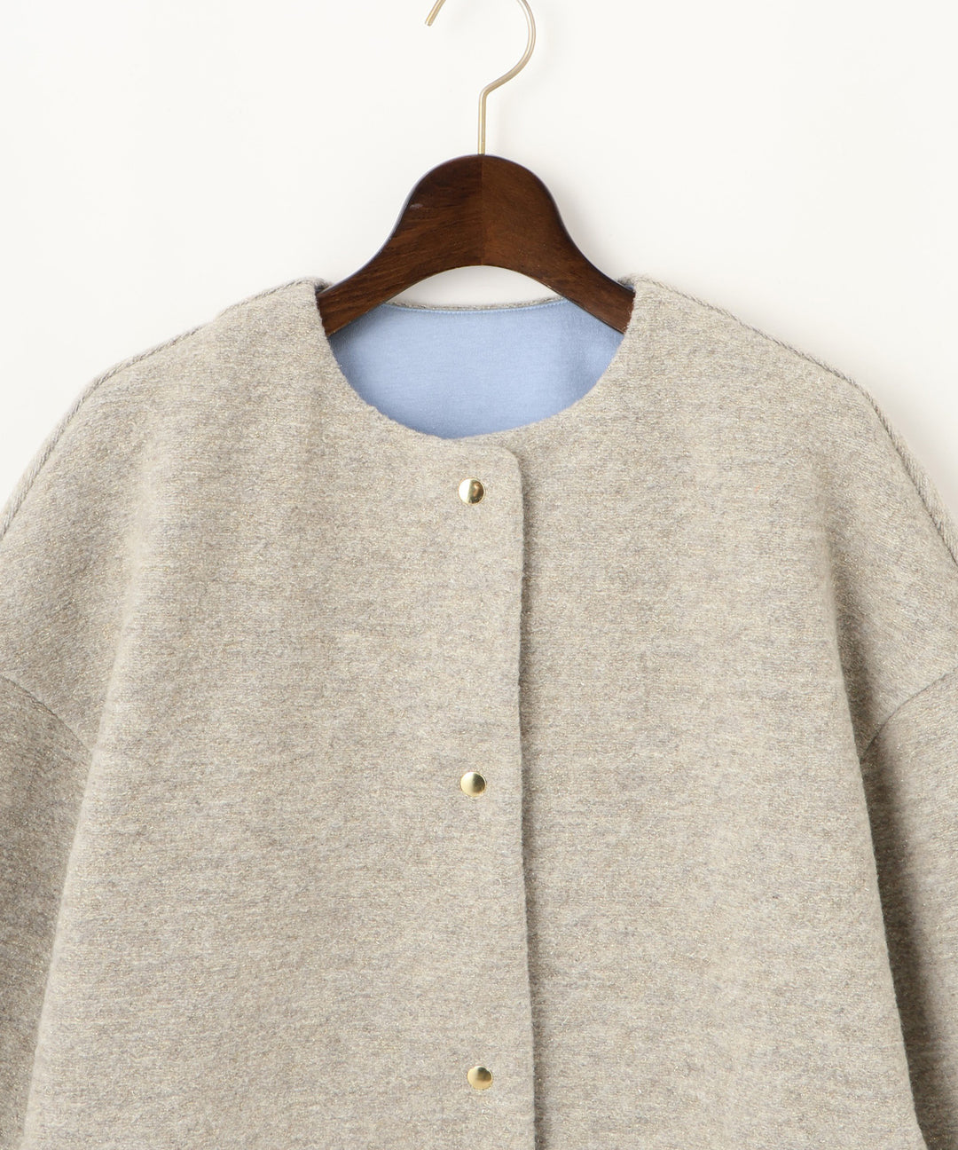 ダブルフェイスノーカラーコート