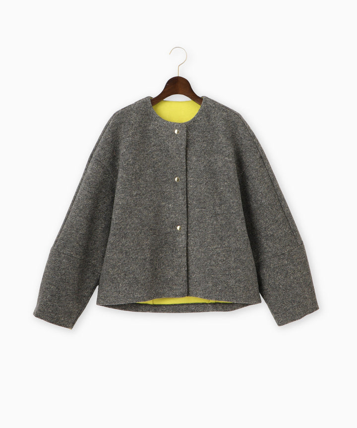 ダブルフェイスノーカラーコート