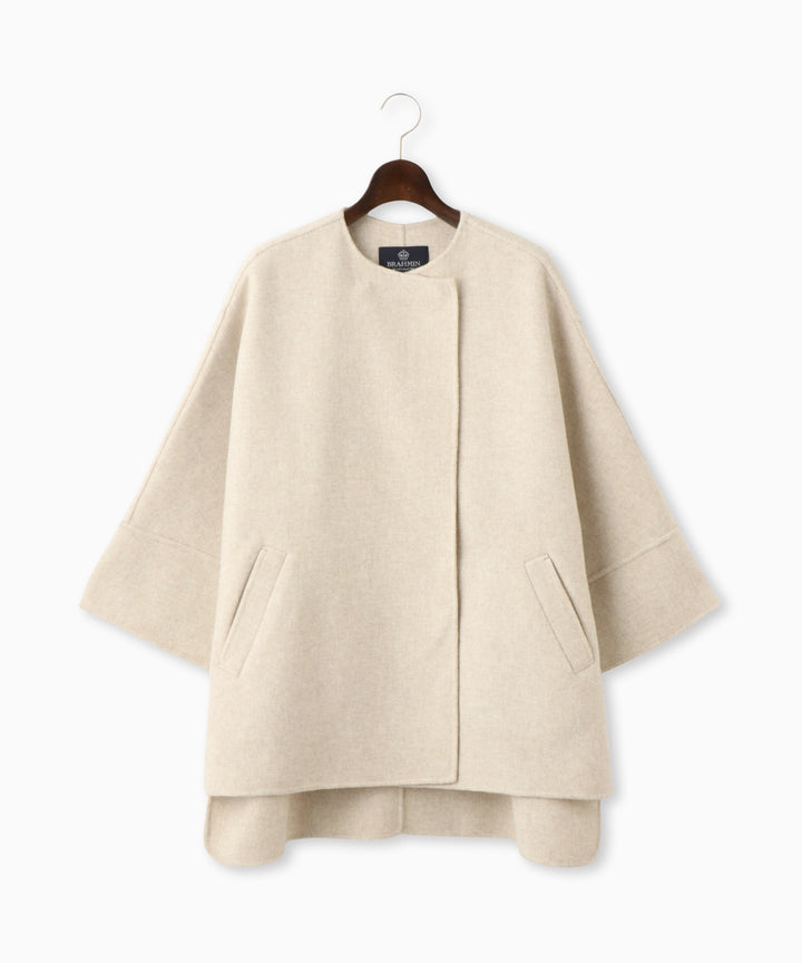 ノーカラーポンチョコート