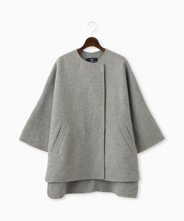 ノーカラーポンチョコート