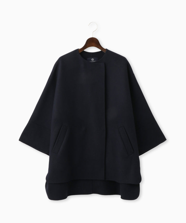 ノーカラーポンチョコート