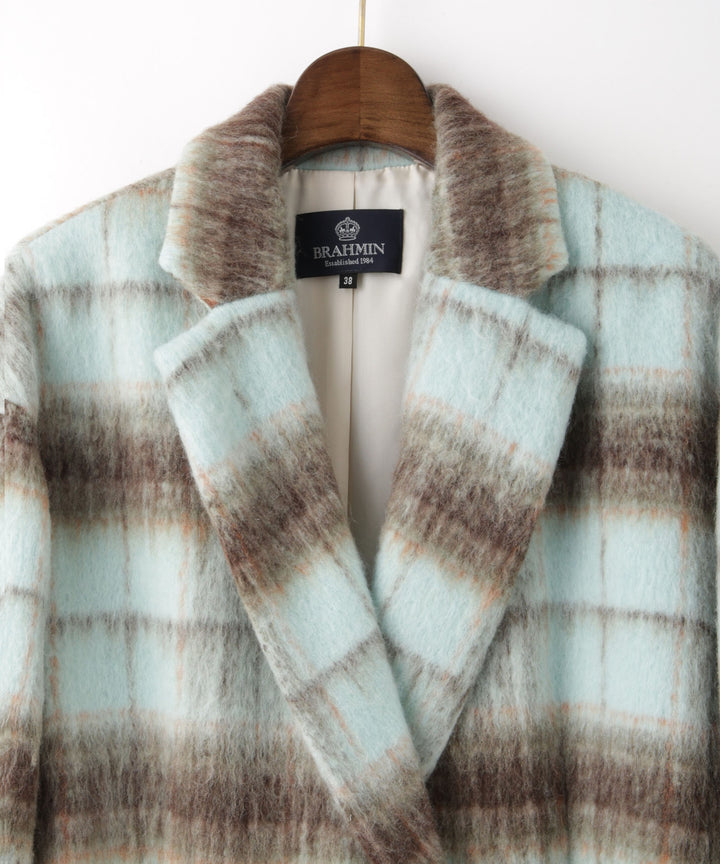 ライトシャギーチェックショートコート