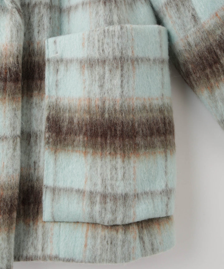 ライトシャギーチェックショートコート