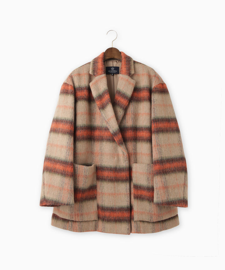 ライトシャギーチェックショートコート