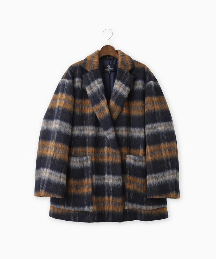 ライトシャギーチェックショートコート