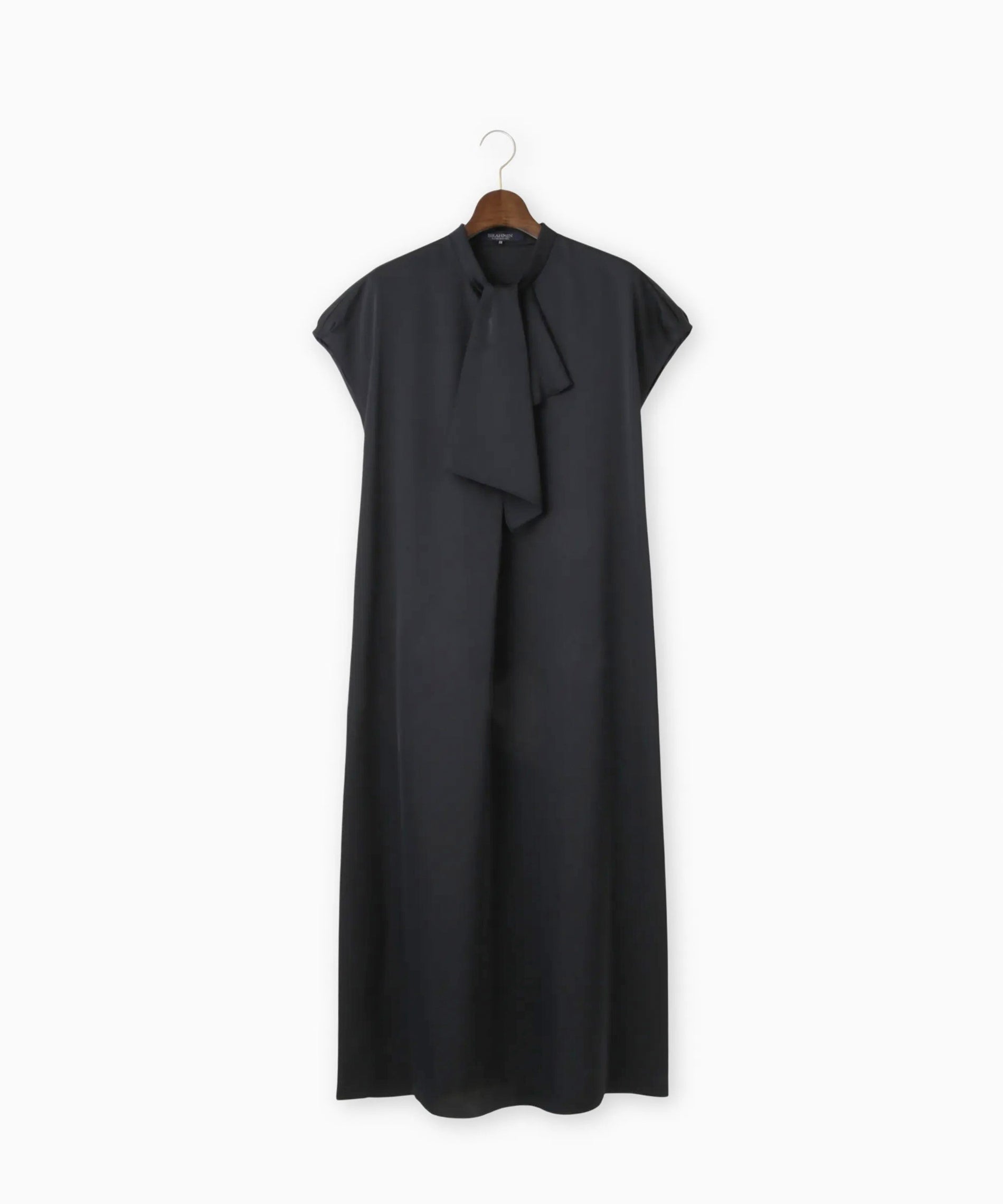 【新品未使用】ボウタイワンピース SHIPS ワンピース 「手洗い可能」ネック ギャザー 7分袖 ボウタイ