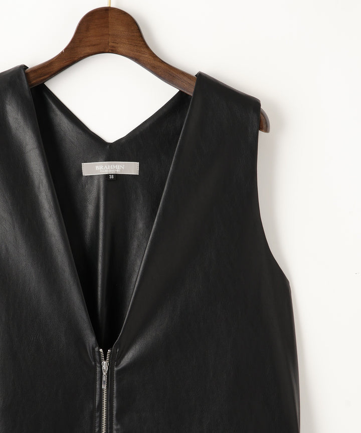 Vネックレザージャンスカ