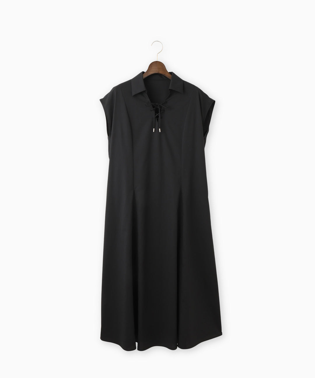 Vネックレースアップワンピース