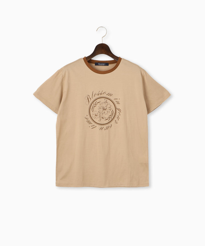 フラワーモチーフカレッジロゴTシャツ