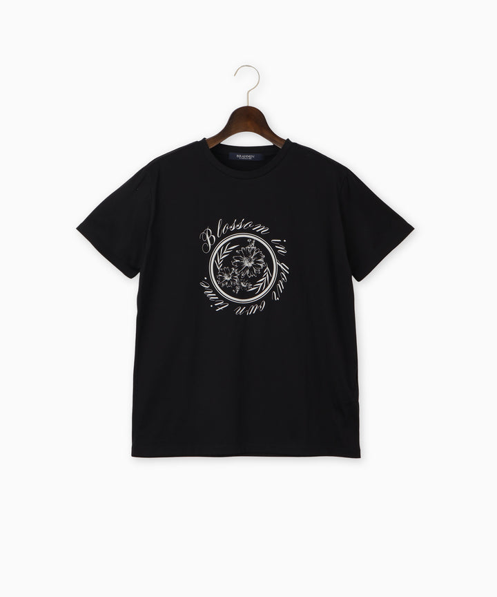 フラワーモチーフカレッジロゴTシャツ