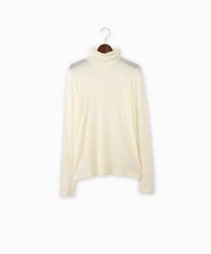 カシミアシルクシアージャージタートルネックトップス