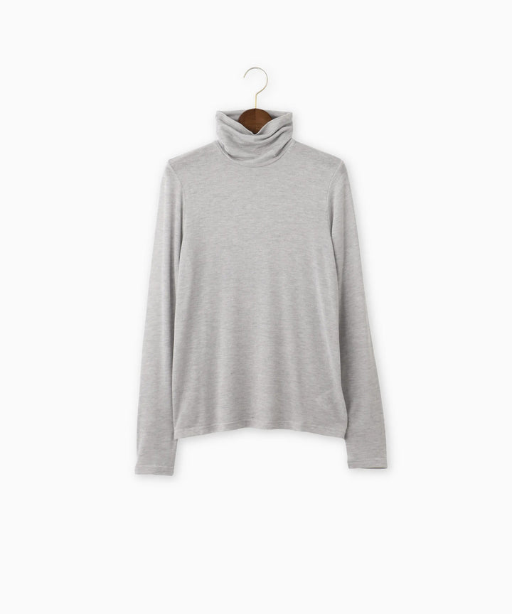 カシミアシルクシアージャージタートルネックトップス