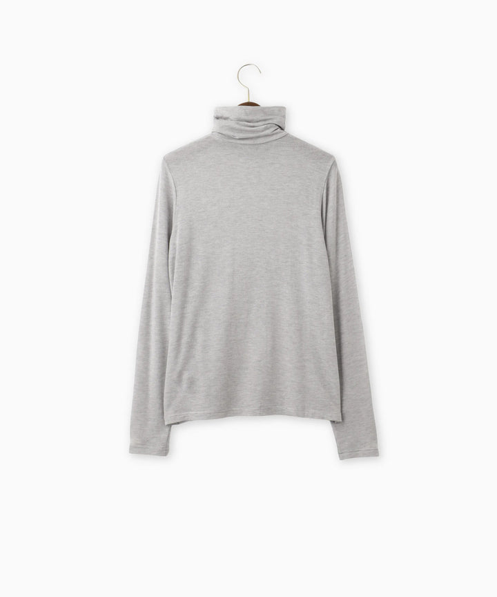 カシミアシルクシアージャージタートルネックトップス