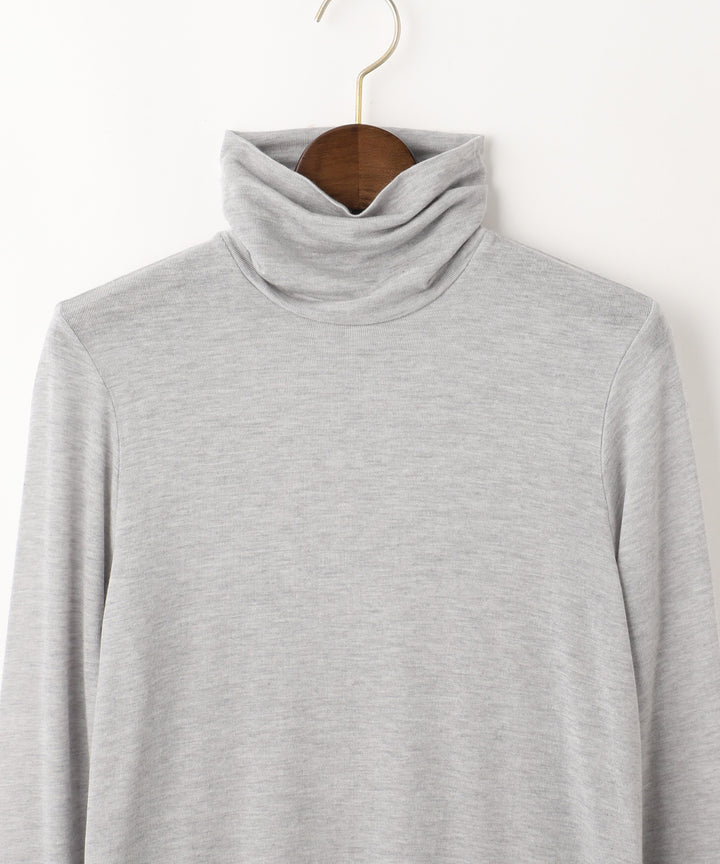 カシミアシルクシアージャージタートルネックトップス