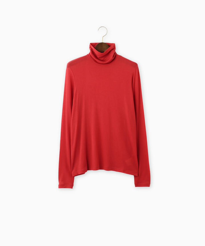 カシミアシルクシアージャージタートルネックトップス