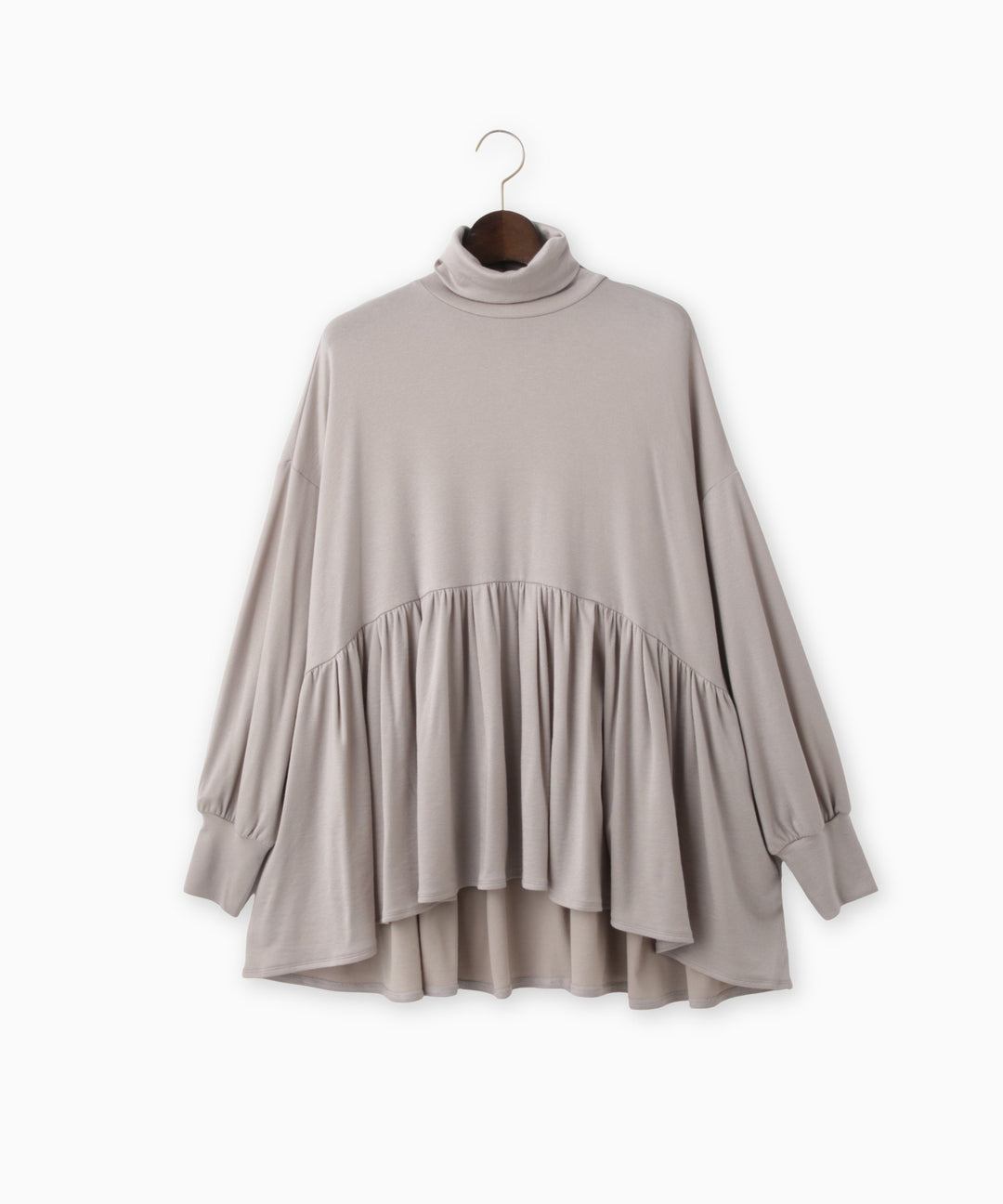 ハーフミラノリブギャザーフレアプルオーバー