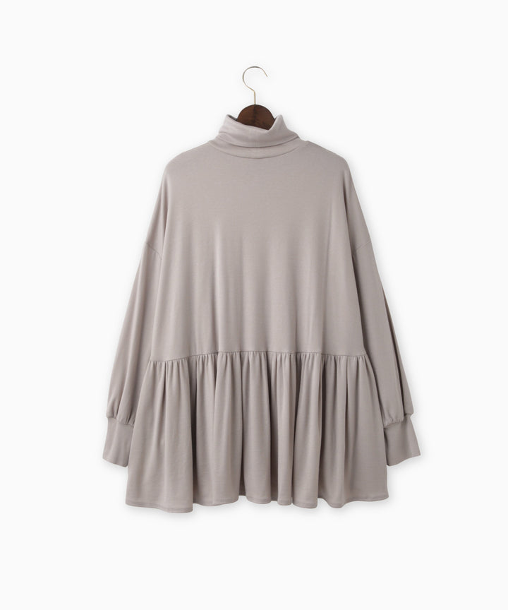 ハーフミラノリブギャザーフレアプルオーバー