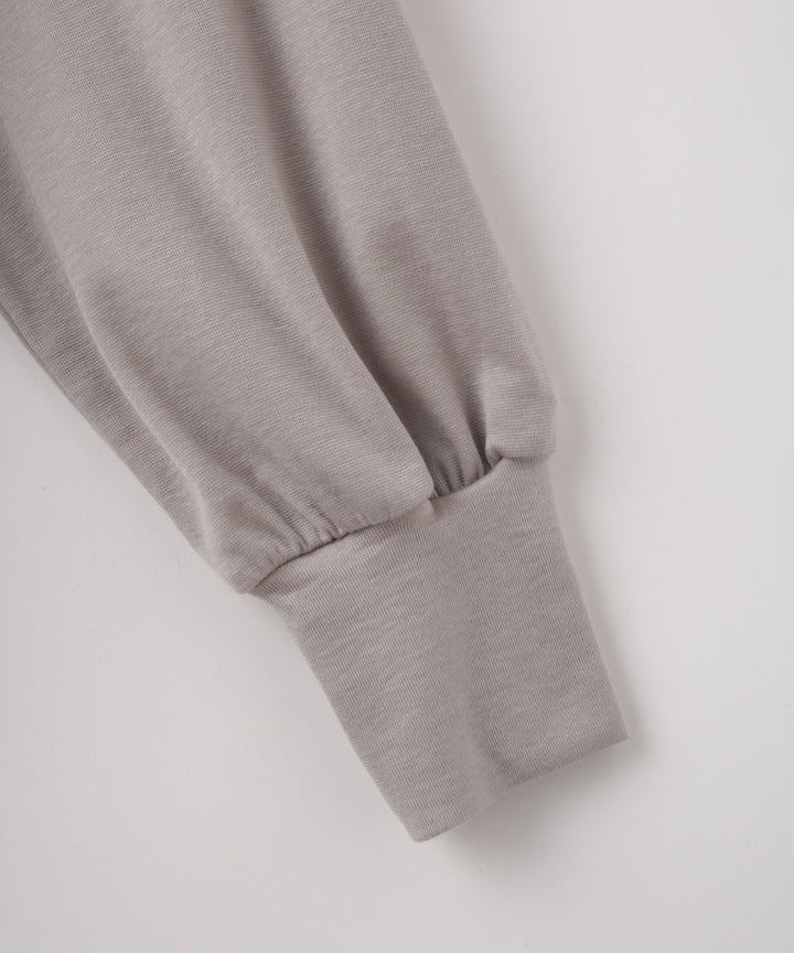 ハーフミラノリブギャザーフレアプルオーバー