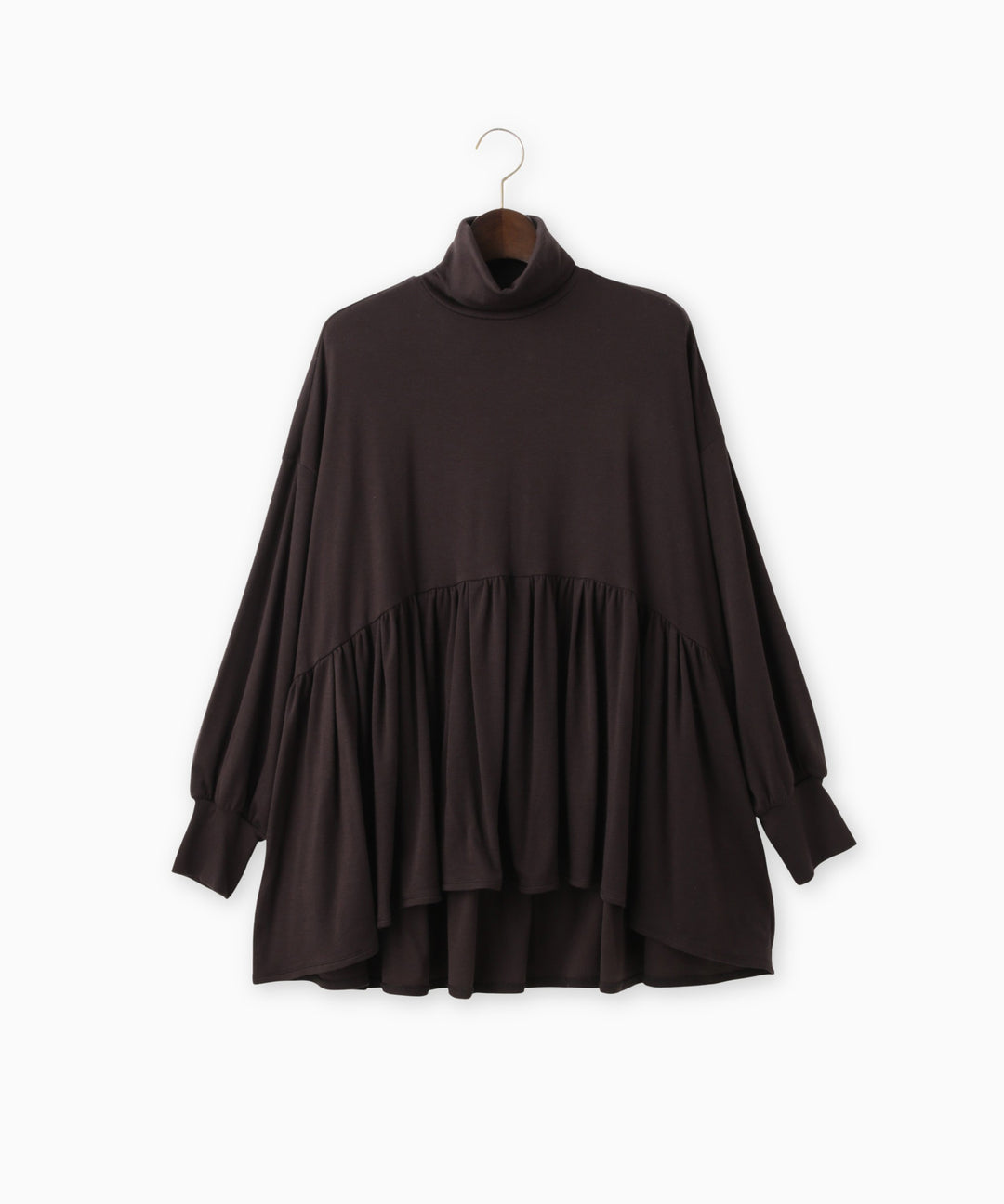 ハーフミラノリブギャザーフレアプルオーバー