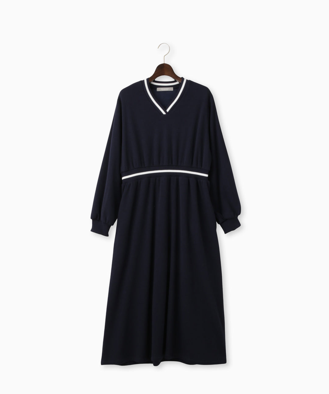 裏起毛ボーダーリブワンピース